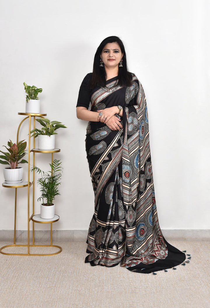 DAMINI: AJRAKH HANDBLOCK MODAL SILK SAREE