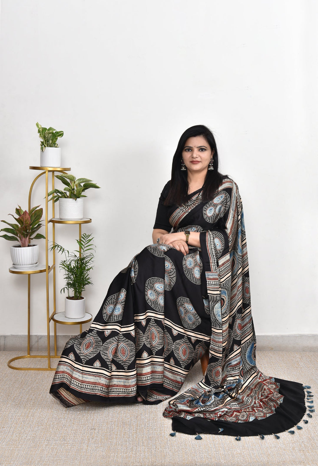 DAMINI: AJRAKH HANDBLOCK MODAL SILK SAREE