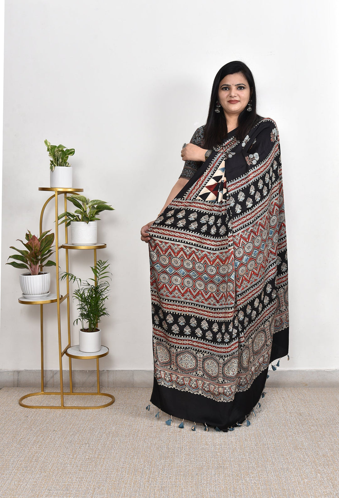 GARGI : AJRAKH HANDBLOCK MODAL SILK SAREE