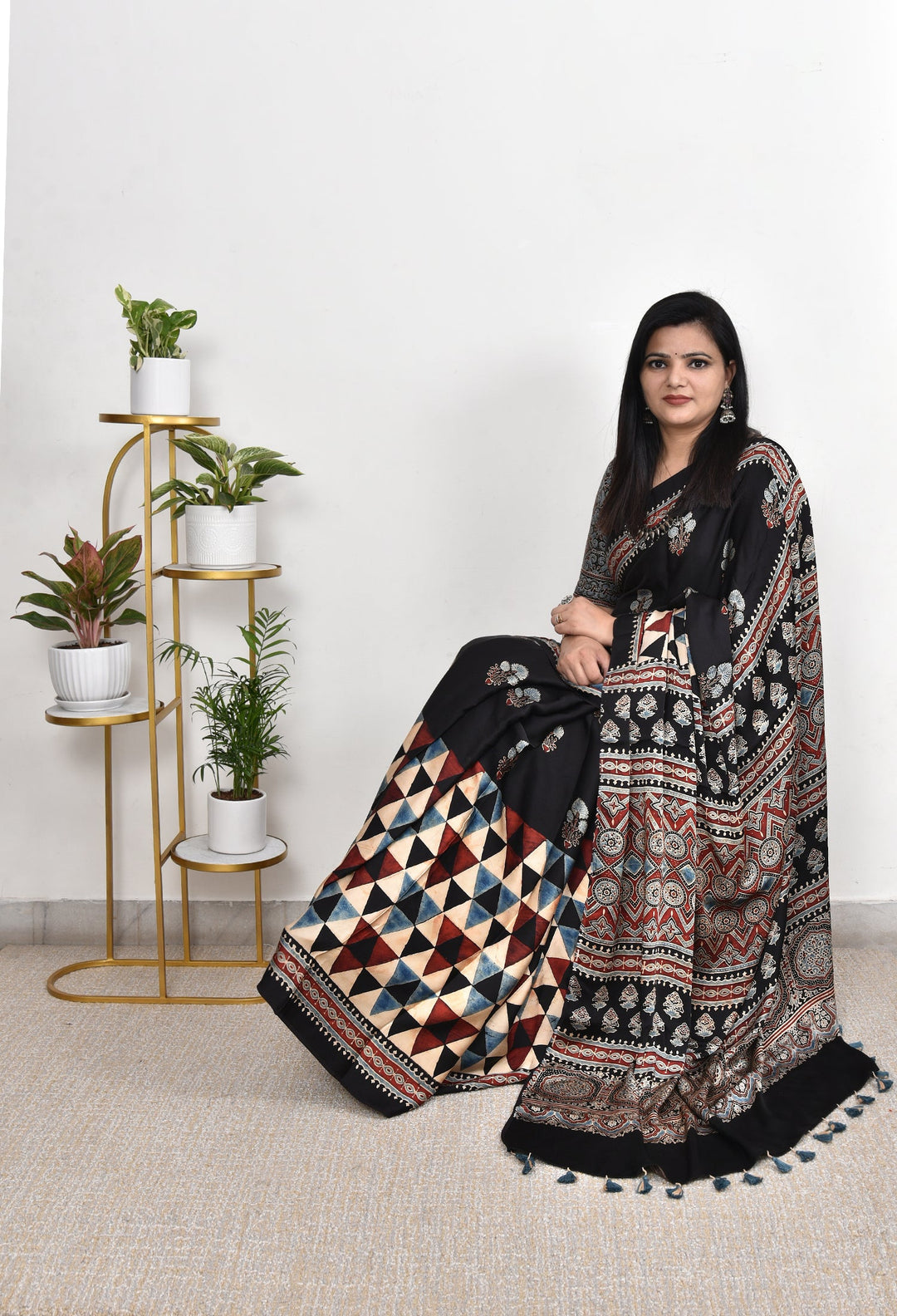 GARGI : AJRAKH HANDBLOCK MODAL SILK SAREE