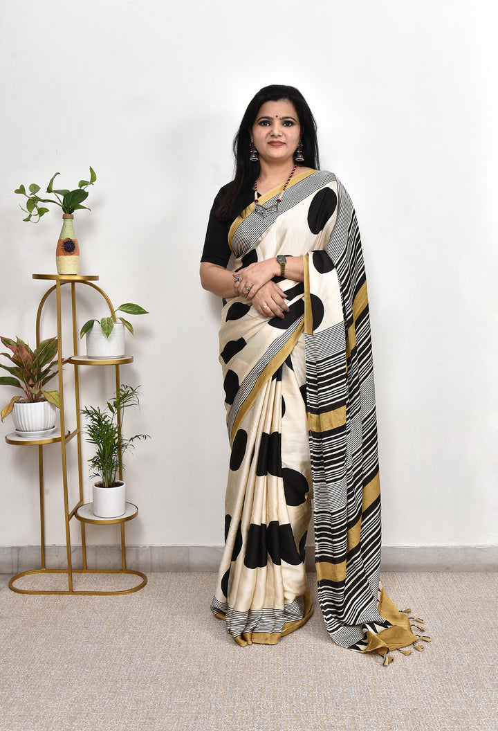 LEKHA : AJRAKH HANDBLOCK MODAL SILK SAREE