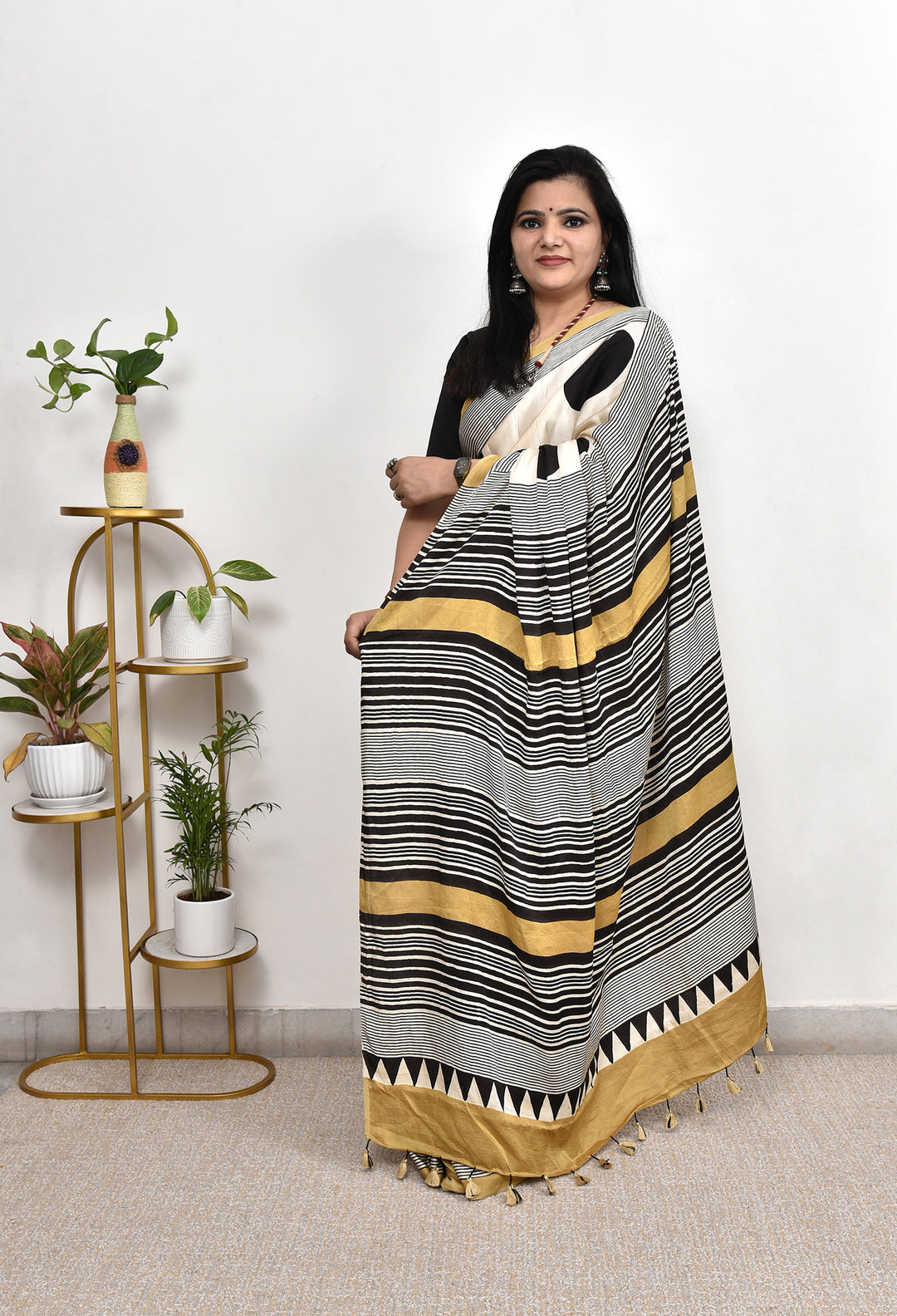 LEKHA : AJRAKH HANDBLOCK MODAL SILK SAREE