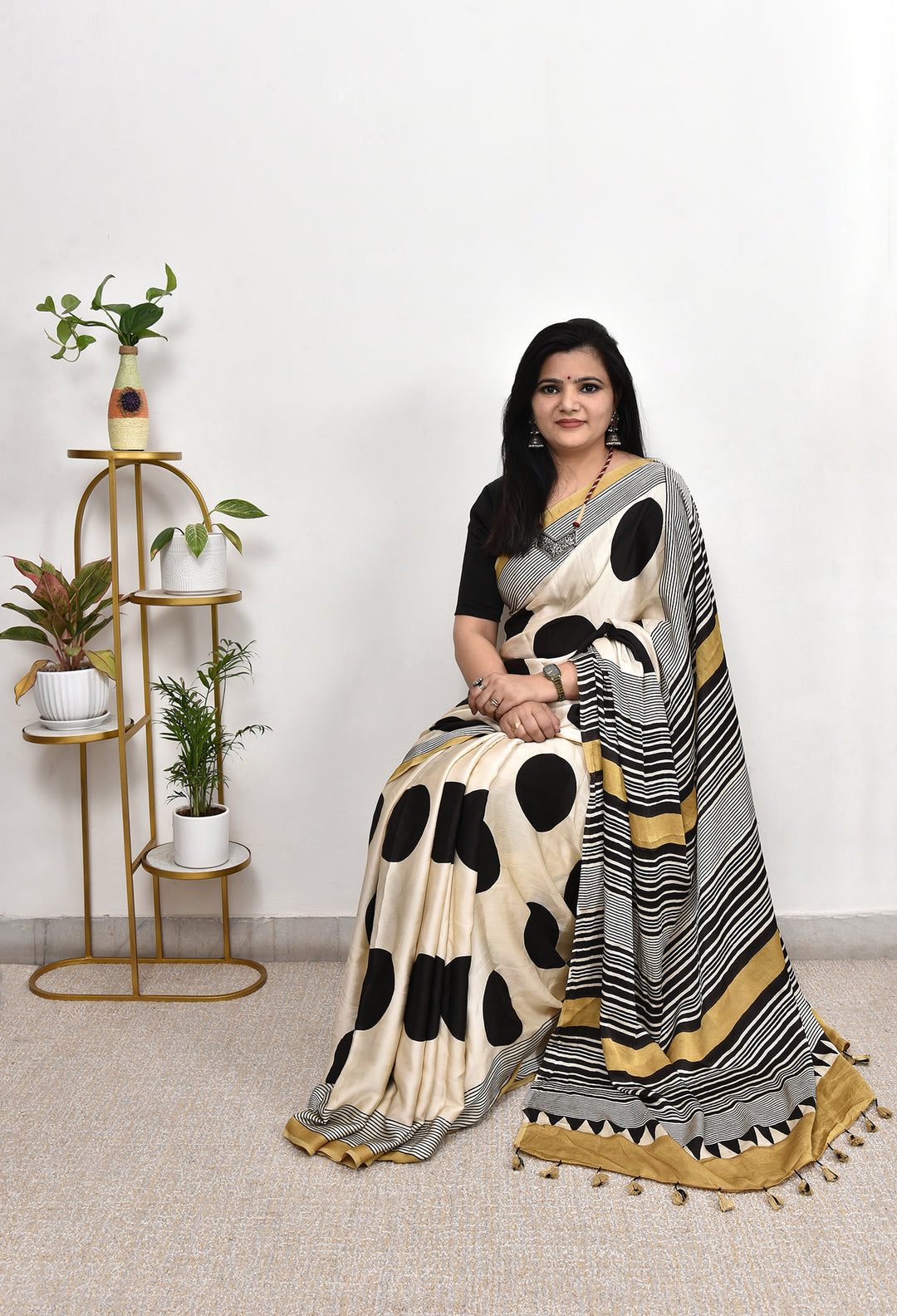 LEKHA : AJRAKH HANDBLOCK MODAL SILK SAREE