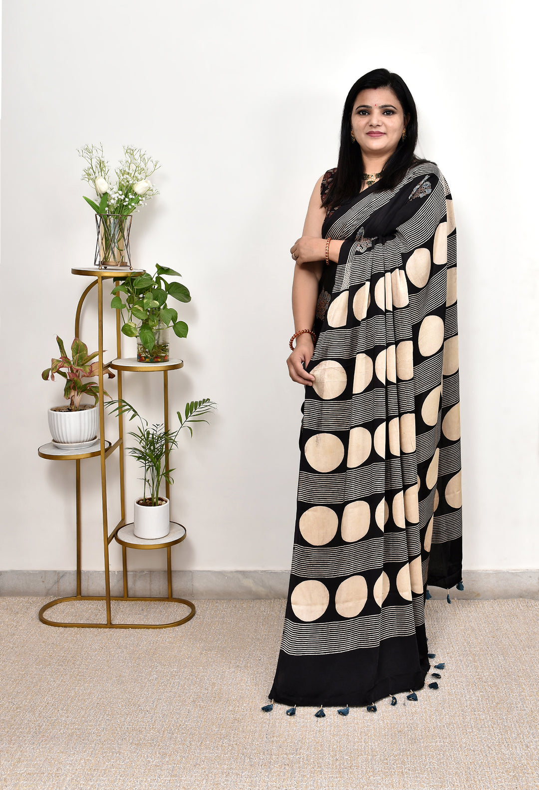 YOGITA : AJRAKH HANDBLOCK  MODAL SILK SAREE