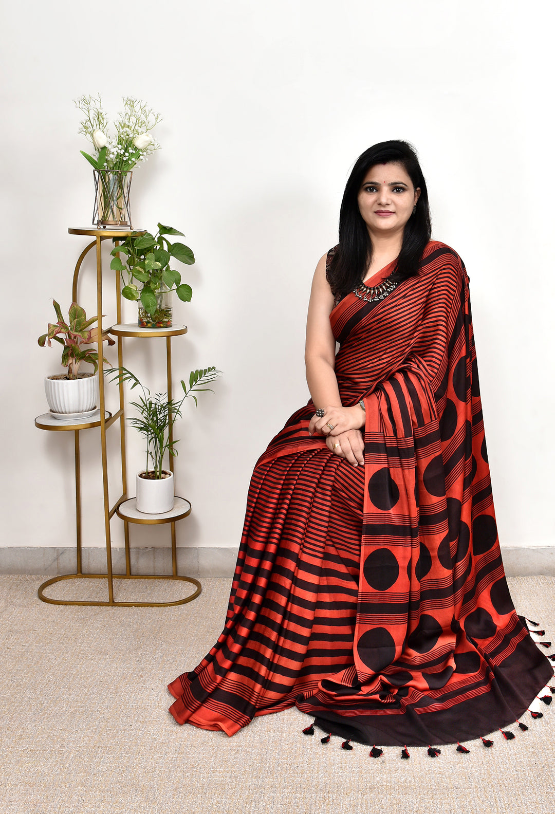 ZIYA : AJRAKH HANDBLOCK MODAL SILK SAREE