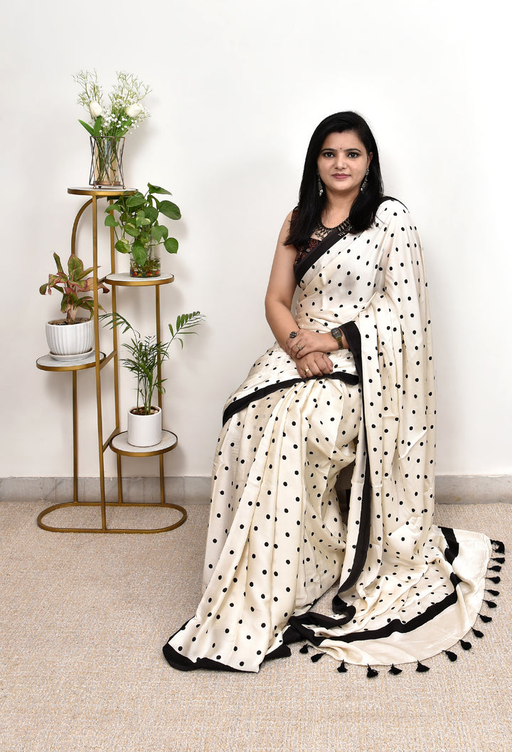 OJASVI : AJRAKH HANDBLOCK MODAL SILK SAREE