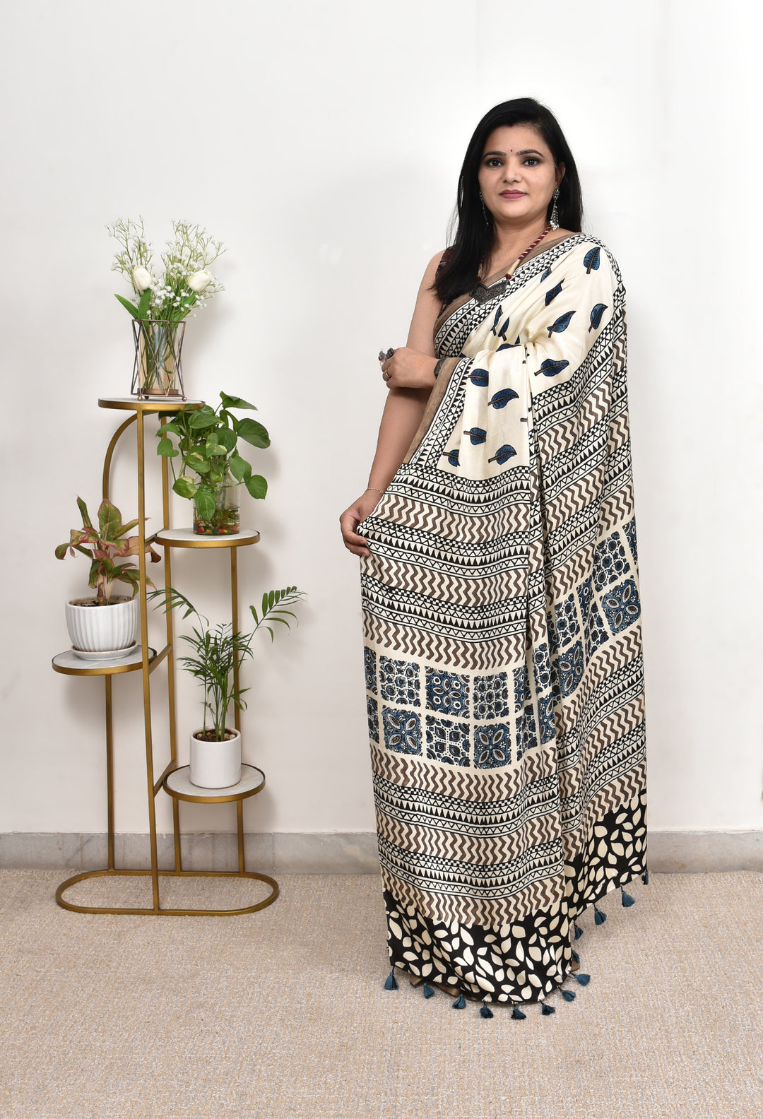 NISHKA : AJRAKH HANDBLOCK MODAL SILK SAREE